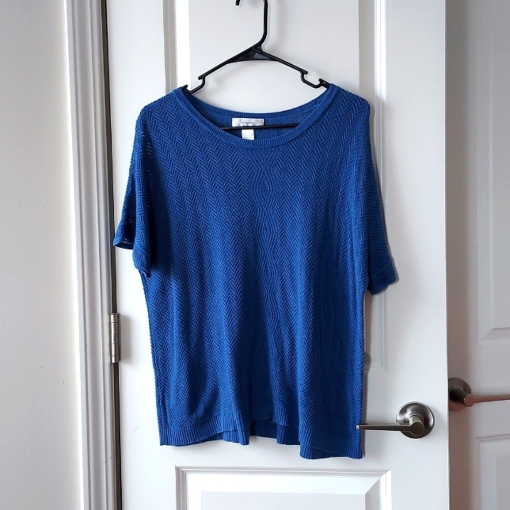 C J Banks short sleeve top blue 1x